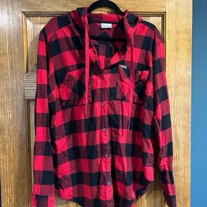 Columbia Women’s Plaid Button Down Shirt in Red and Black.